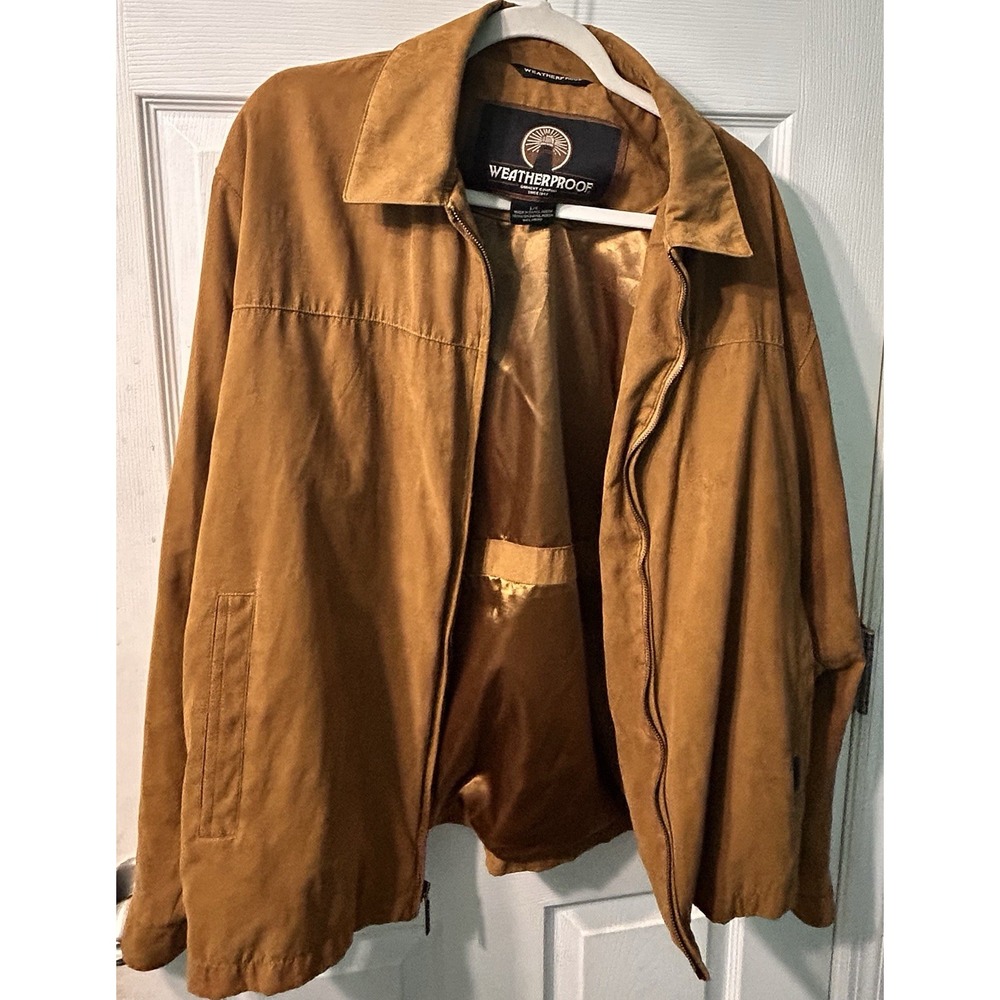 Weatherproof Garment Co Mens Microfiber Faux Suede Jacket Tan Harrington‎ Large